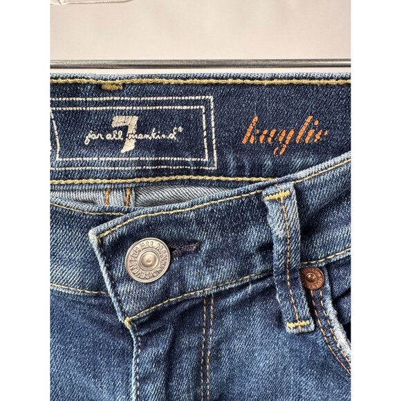 7 For All Mankind Kaylie Jeans Flared Leg Mid-Rise Denim Blue Womens Size 27 - Picture 3 of 16
